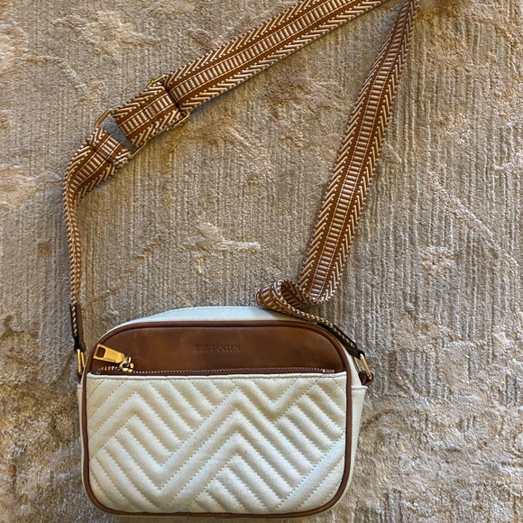 Bostanten Handbags - Chic Quilted Crossbody Bag in Cream and Brown